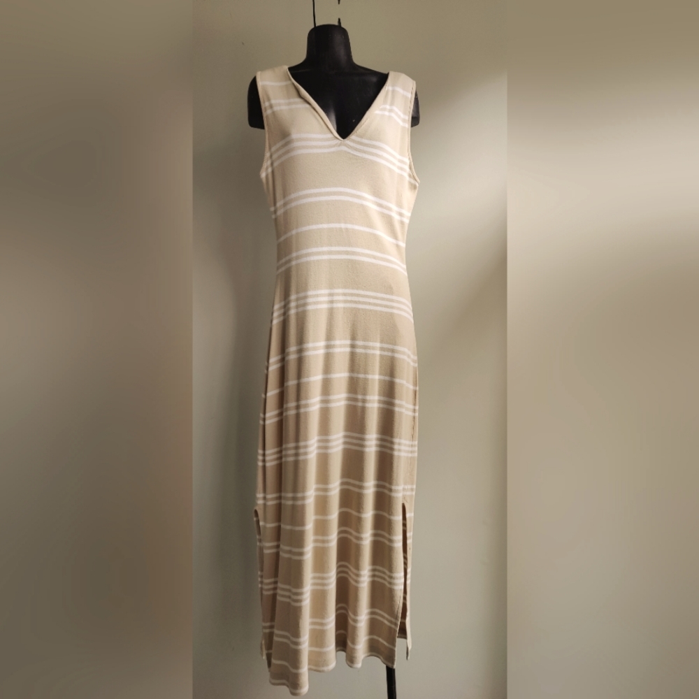 The Limited Ecru Beige White Stripe Maxi Dress Sz Small Medium